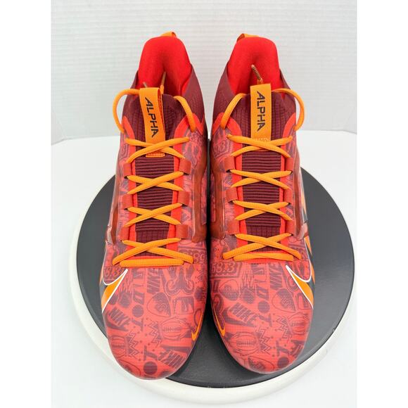 Nike Alpha Menace 4 Elite NRG Mens Sz 13 Orange Red Football Cleats FQ4046-600‎ main image 9